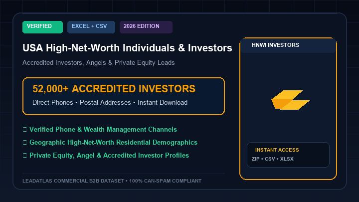 USA High-Net-Worth Individuals & Accredited Investors (52,000+ Leads)
